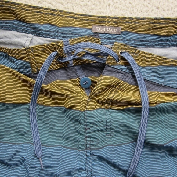 Toad& Co Men's 36 Swim Trucks short Stripe, drawstring, button zip pockets - Picture 14 of 16